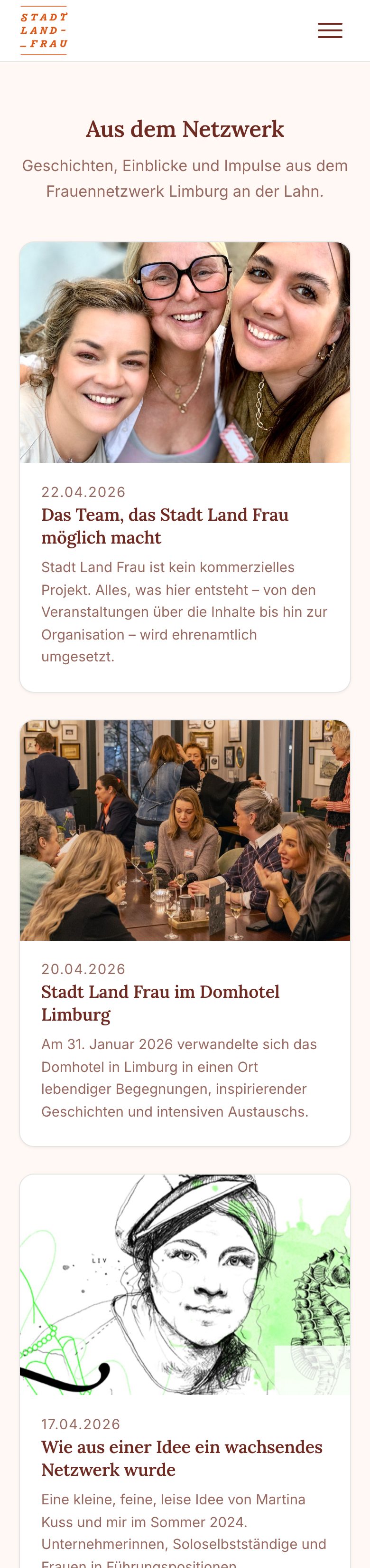 Blogübersicht in Smartphone-Ansicht